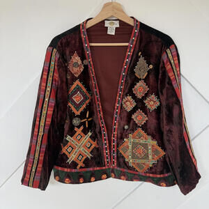 Vintage Sandy Starkman Embroidered Rayon Jacket with Boho Beading
